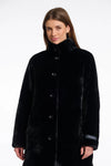 Nonna Single Breasted Fake Fur Coat Black
